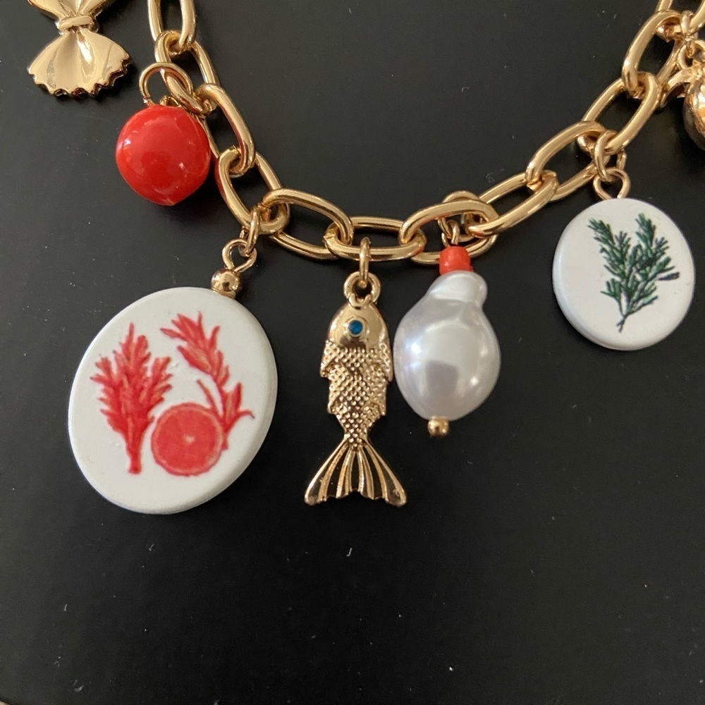 Gold Charm Necklace with Colorful Marine Accents - Picture 4 of 8